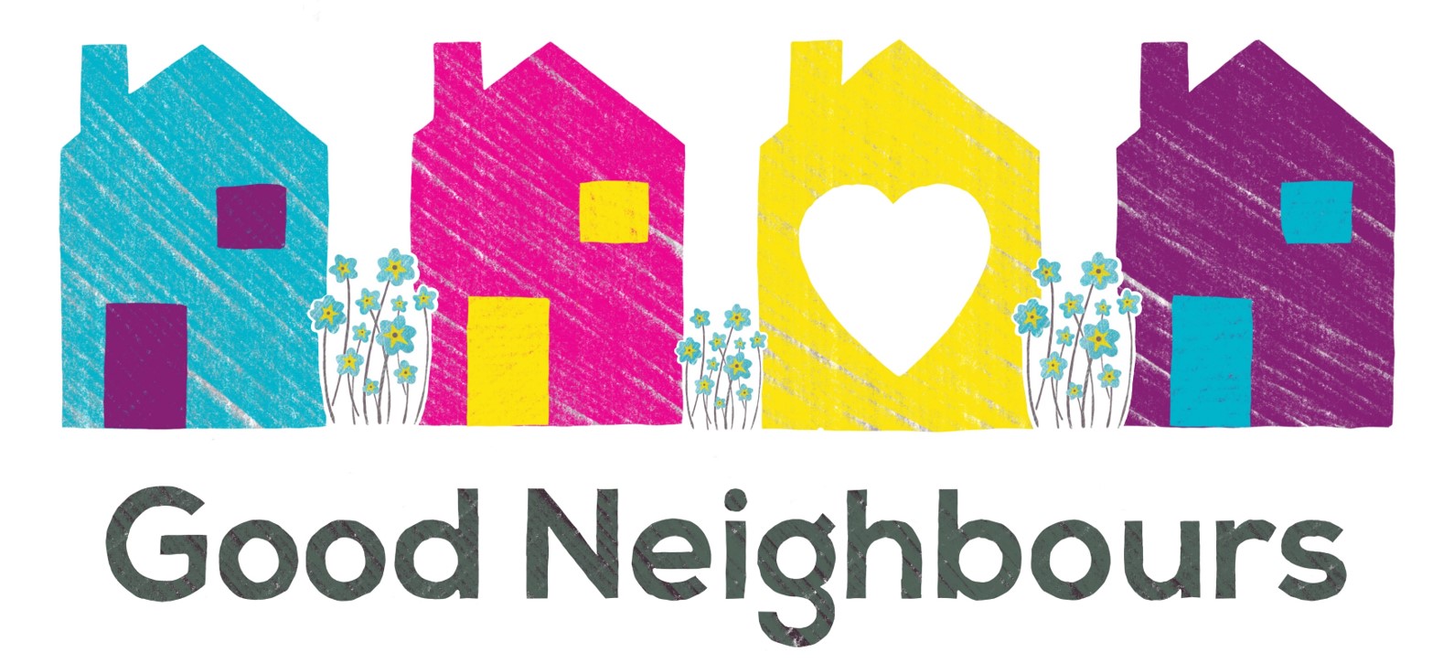 Good Neighbours logo with forget-me-not flowers